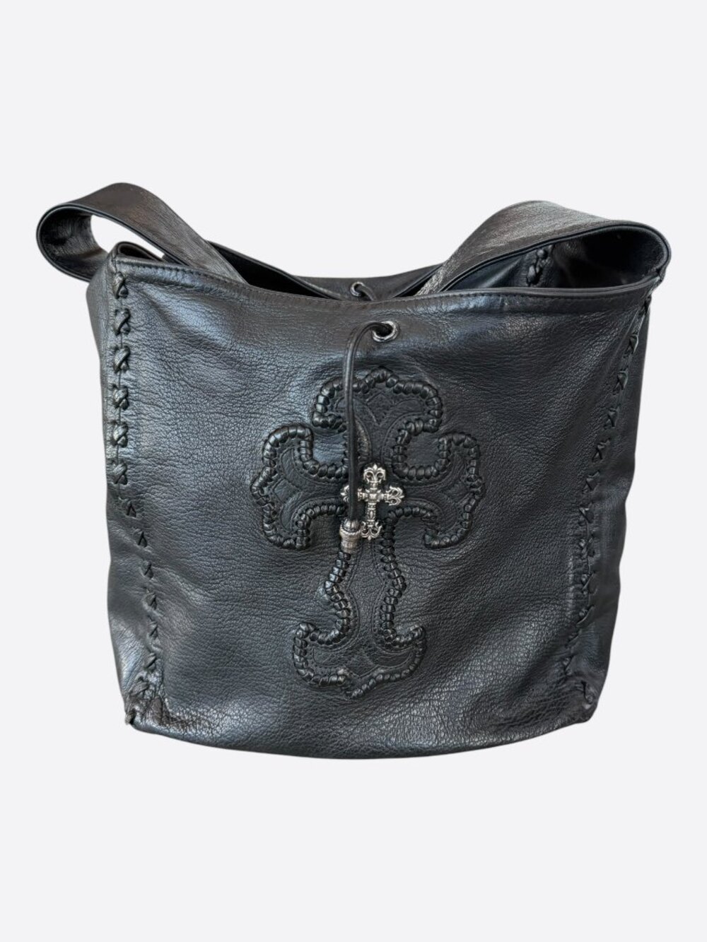 Chrome Hearts Black Filigree Cross Patch Bag